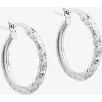 T.H.Baker Women's 9ct White Gold 13mm Diamond Cut Creole Earrings 5-53-8399 in Silver