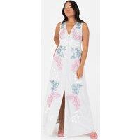 Maya Deluxe Women's Embellished Sleeveless Maxi Dress in Grey | Size: 14