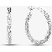 T.H.Baker Women's 9ct White Gold Beaded Twist Hoop Earrings GER77-W in Silver