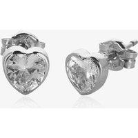 T.H.Baker Women's 9ct White Gold Cubic Zirconia Heart Stud Earrings 5.57.0183 in Silver