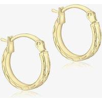 T.H.Baker Women's 9ct Gold 10mm Diamond Cut Pine Hoop Earrings 1.51.1559