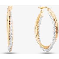 T.H.Baker Women's 9ct Two Colour Gold Double Hoop Earrings ER947
