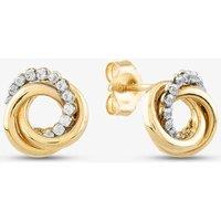 T.H.Baker Women's 9ct Cubic Zirconia Open Knot Studs SE569 in Gold