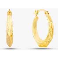 T.H.Baker Women's 9ct Yellow Gold Patterned Creole Earrings UER146Y