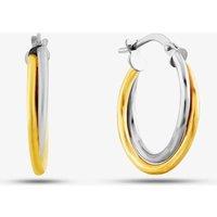 T.H.Baker Women's 9ct Two Tone Twist Crossover Creole Earrings UER116YW in Gold