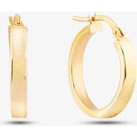 T.H.Baker Women's 9ct Yellow Gold Plain Flat Hoop Earrings 1.51.0889