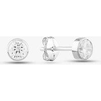 T.H.Baker Women's 9ct White Gold small Rubover Cubic Zirconia Stud 5.57.9949 in Silver