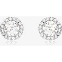 T.H.Baker Women's 9ct White Gold Round Halo Stud Earrings 5.59.0412 in Silver