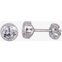 T.H.Baker Women's 9ct White Gold Round Cubic Zirconia 5mm Stud Earrings 5.57.3423 in Silver