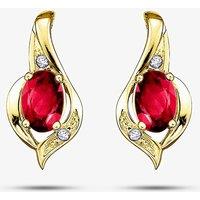 T.H.Baker Women's 9ct Yellow Gold Ruby & Diamond Swirl Stud Earrings E1860/7-9 in Red