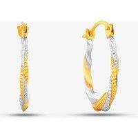 T.H.Baker Women's 9ct Two Tone Patterned Twist Creole Earrings UER128YW in Gold