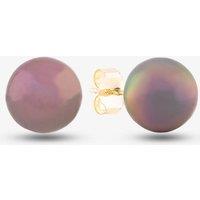 T.H.Baker Women's 9ct Yellow Gold Black Akoya Pearl Stud Earrings EOZ107PL/B