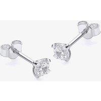 T.H.Baker Women's 9ct White Gold 4mm Round Cubic Zirconia Stud Earrings 5-58-6319 in Silver