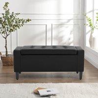 Home Republic Brayden Leather Storage Seat Storage Ottomans in Black | Size: 2 Seater