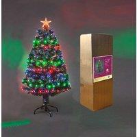 Shatchi 4Ft/120cm Multicolour 8 Modes Fibre Optic Christmas Tree LED Pre-Lit in Green | Size: 4ft
