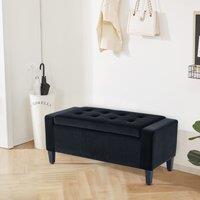 Home Republic Luna Velvet Ottoman Bench with Storage in Grey | Size: Medium