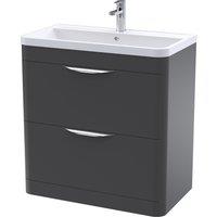 Balterley Floor Standing 2 Drawer Vanity Unit Polymarble Basin Soft Black 840mm