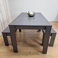 KOSY KOALA Dining Table Set Grey Dining Table With 2 Benches Kitchen Dining Table Set Dining Room Table for Four in Charcoal