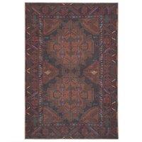 Kukoon Deep Red Distressed Tribal Geometric Non Slip Washable Low Pile Rug in Maroon | Size: 120 cm x 170 cm