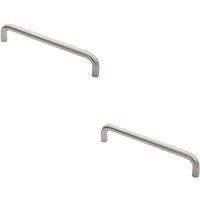 Loops 2x Round D Bar Pull Handle 319 x 19mm 300mm Fixing Centres Satin Stainless Steel in Metallics