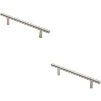 Loops 2x 19mm Straight T Bar Pull Handle 225mm Fixing Centres Satin Stainless Steel in Metallics