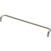 Loops Cranked Door Pull Handle 19mm Dia 600mm Fixing Centres Satin Steel in Metallics