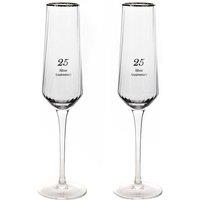 Amore by Juliana Set of 2 Flute Glasses - 25th Anniversary in Clear