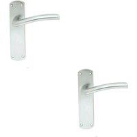 Loops 2x PAIR Rounded Curved Bar Handle on Latch Backplate 170 x 42mm Satin Chrome