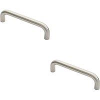 Loops 2x Round D Bar Door Pull Handle 247 x 22mm 225mm Fixing Centres Satin Steel in Metallics