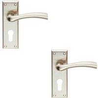Loops 2x Chunky Curved Tapered Handle on Euro Lock Backplate 150 x 50mm Satin Nickel in Metallics