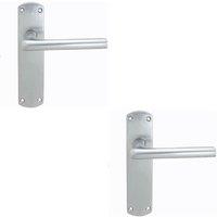 Loops 2x Rounded Straight Bar Handle on Latch Backplate 170 x 42mm Satin Chrome