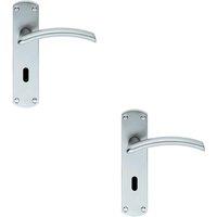 Loops 2x PAIR Arched Lever on Lock Backplate Door Handle 170 x 42mm Satin Chrome