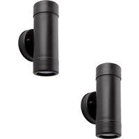 Loops 2 PACK Up & Down Twin Outdoor Downlight - Dimmable 2 x 7W GU10 LED - Black