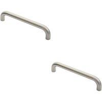 Loops 2x Round D Bar Pull Handle 325 x 25mm 300mm Fixing Centres Satin Steel in Metallics