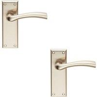 Loops 2x Chunky Curved Tapered Handle on Latch Backplate 150 x 50mm Satin Nickel in Metallics