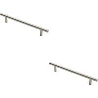 Loops 2x 19mm Straight T Bar Pull Handle 300mm Fixing Centres Satin Stainless Steel in Metallics