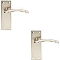 Loops 2x PAIR Arched Lever on Latch Backplate Door Handle 150 x 50mm Satin Nickel in Metallics