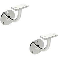 Loops 2x Handrail Bannister Bracket Wall Support 62mm Projection Polished Steel in Metallics