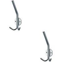 Loops 2x Slimline Hat & Double Coat Hook 35mm Projection Bright Stainless Steel in Metallics
