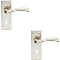 Loops 2x Chunky Curved Tapered Handle on Lock Backplate 150 x 50mm Satin Nickel in Metallics