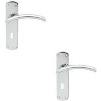 Loops 2x Arched Lever on Lock Backplate Door Handle 170 x 42mm Polished Chrome