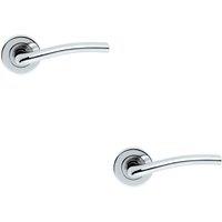 Loops 2x PAIR Raised Lever with Smooth Edges Concealed Fix Round Rose Polished Chrome
