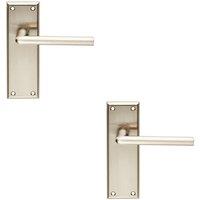 Loops 2x PAIR Rounded Lever on Latch Backplate Door Handle 150 x 50mm Satin Nickel in Metallics