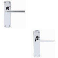 Loops 2x Rounded Straight Bar Handle on Latch Backplate 170 x 42mm Polished Chrome