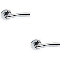 Loops 2x PAIR Curved Flowing Flared Handle Concealed Fix Round Rose Polished Chrome