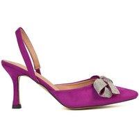 XY London Women's 'Victoria' Diamante Bow Stiletto Slingback High Heel Shoes in Purple | Size: 4