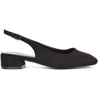 XY London Women's 'Jilly' Square Toe Slingback Low Block Heel Court Shoes in Jet Black | Size: 5