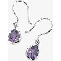 T.H.Baker Women's Silver Amethyst Tear Drops GK-E3042M in Purple