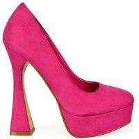 XY London Women's 'Karlie' Flared Curved Stiletto Platform High Heel Court Shoes in Fuchsia | Size: 5