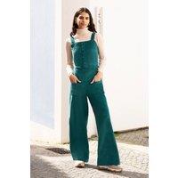 Teal Cord Stretch Dungaree Style Jumpsuit